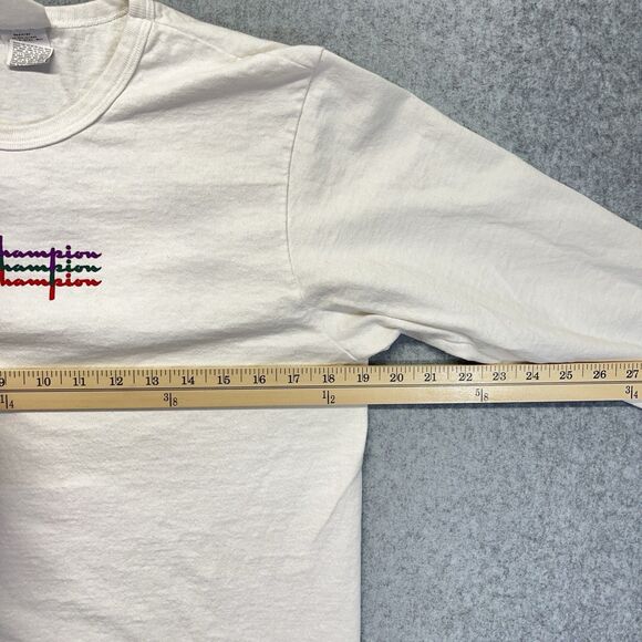 Champion Retro Graphic T-Shirt Men’s M White Multi-Color Long-Sleeve - Picture 9 of 11